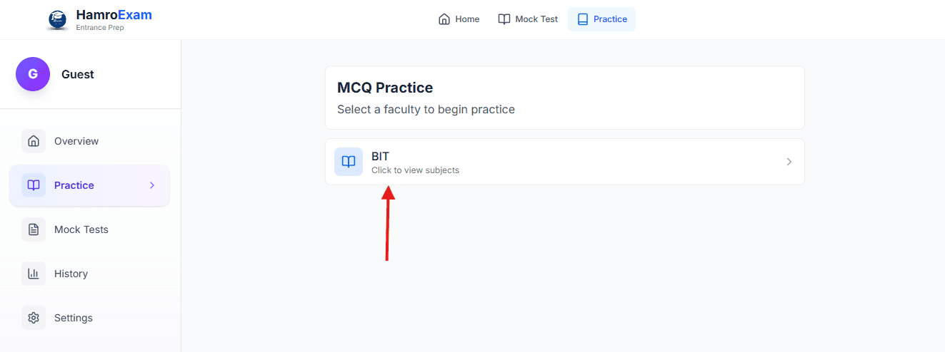 Faculty selection dropdown showing Science, Management, Engineering, Medical